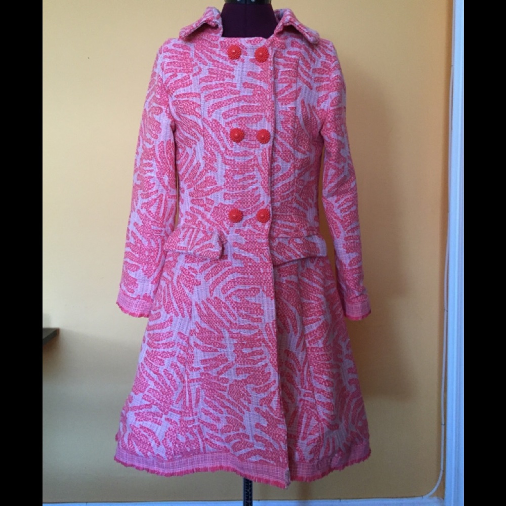 Coral Tweed princess coat